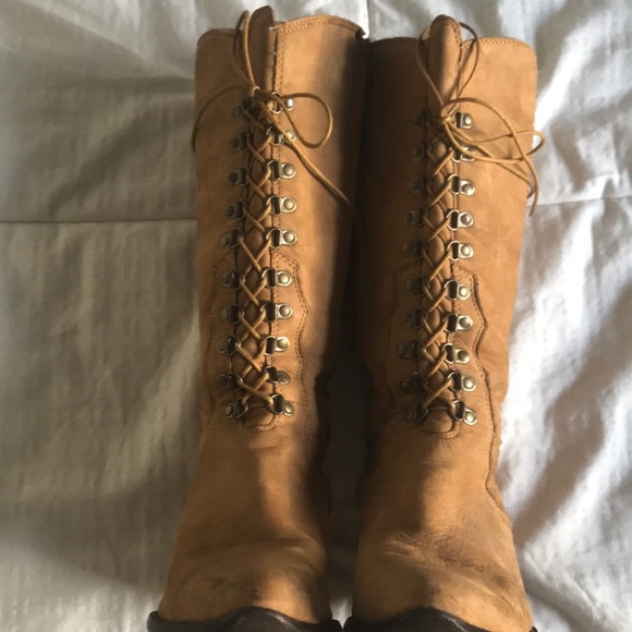 Vintage 70s Zodiac Bohemian Lace Up Boots - Picture 4 of 7